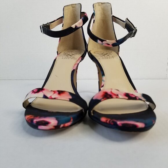 Vincent Camuto Feminine All Over Floral Print Jesta Heel Peep Toe Sandals Sz 7 - Picture 4 of 15